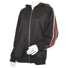 Gucci Technical Jersey Track Jacket Red and Navy Web, Swarovski Crystal Trim XL