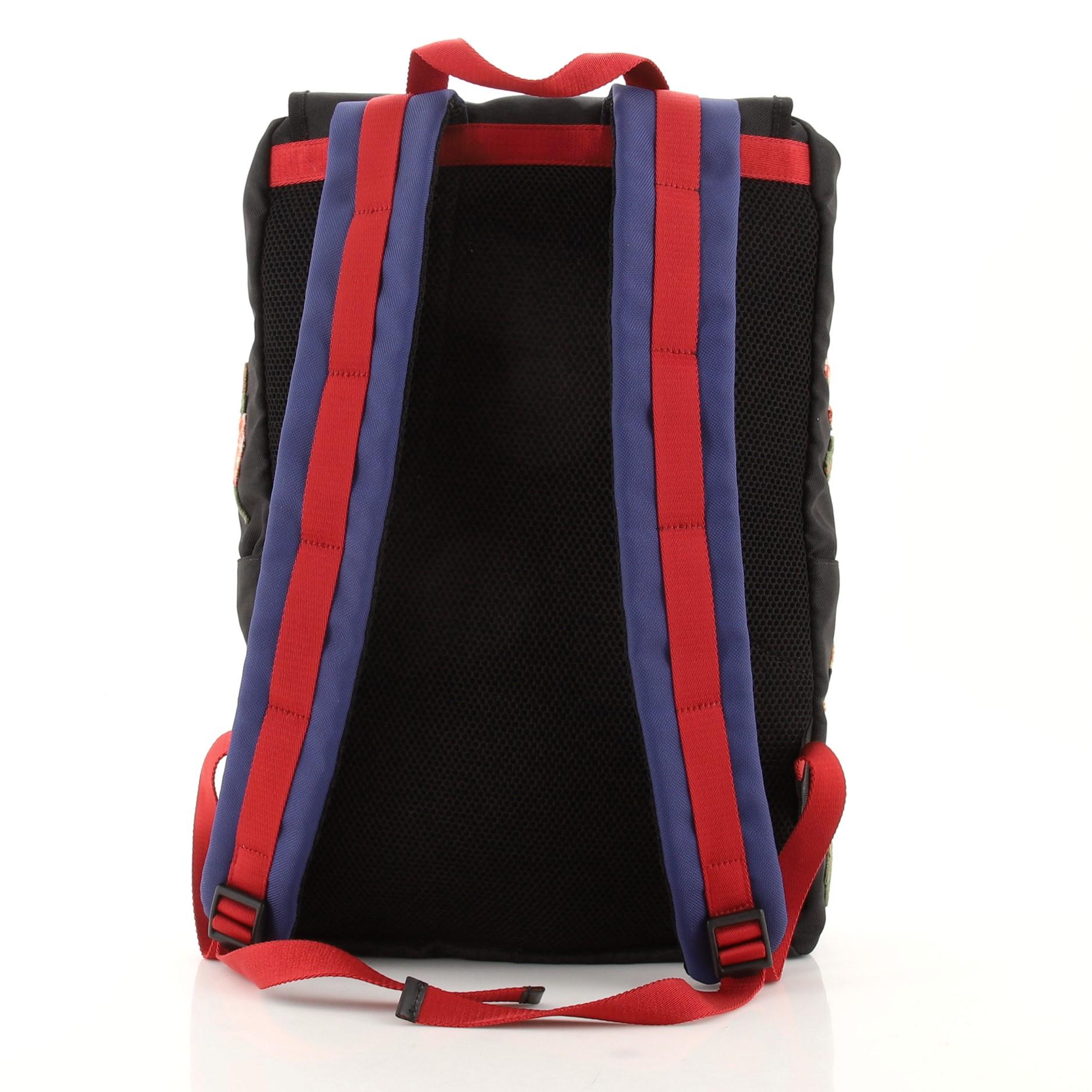 Black Gucci Techpack Backpack Embroidered Techno Canvas Small