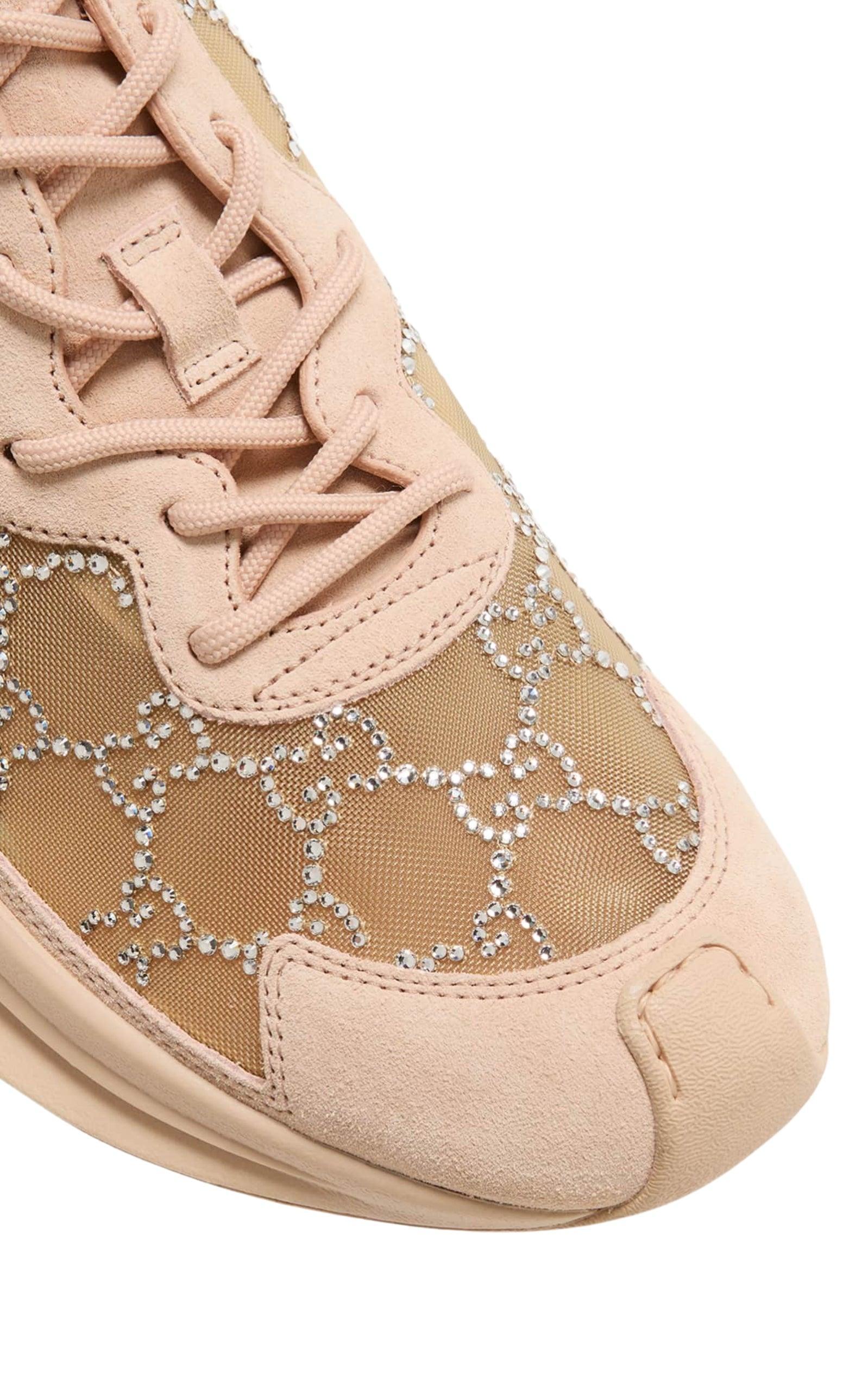 Women's Gucci Tela GG Crystal Mesh Runner Sneakers 38 For Sale