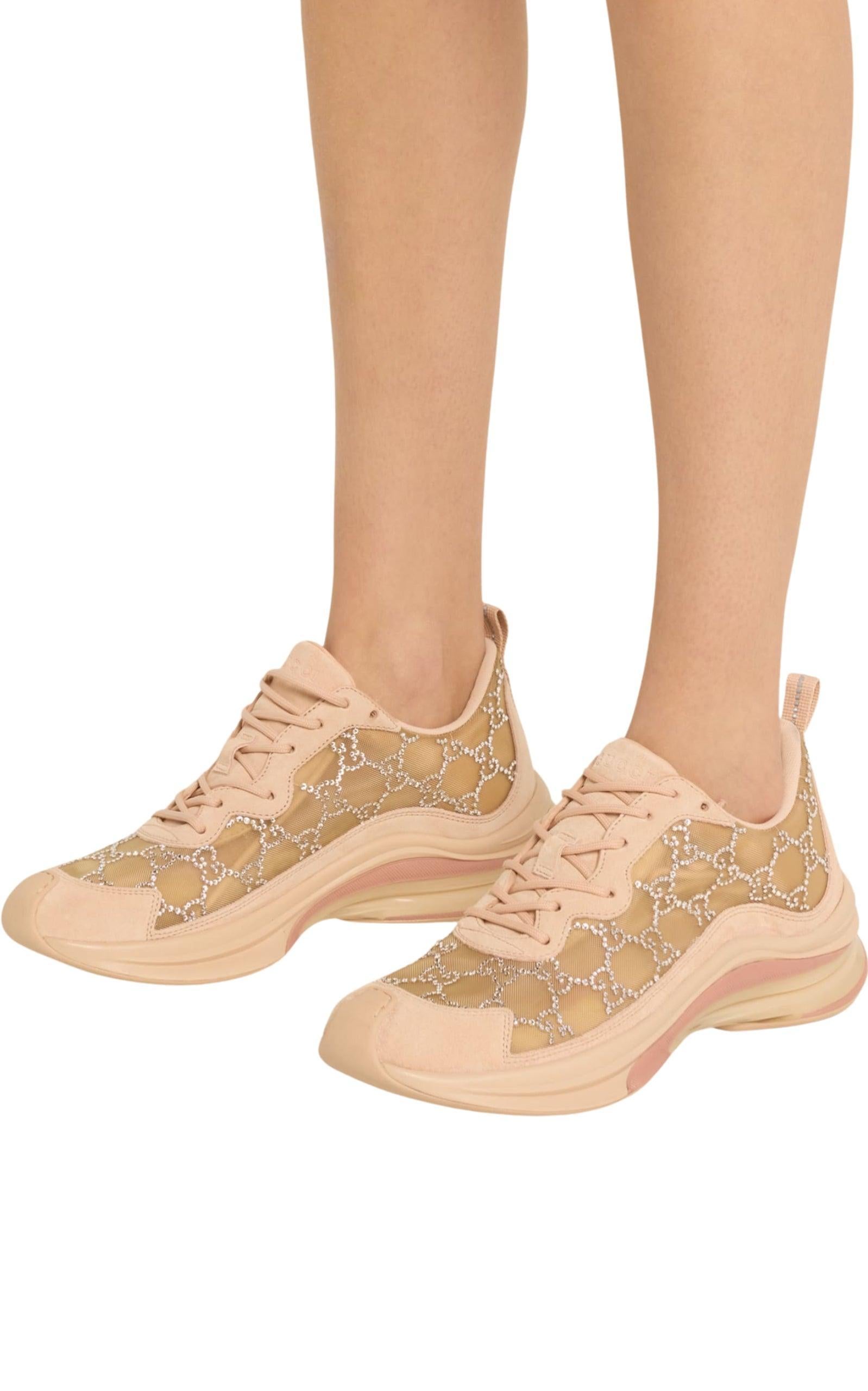 Gucci Tela GG Crystal Mesh Runner Sneakers 38 For Sale 1