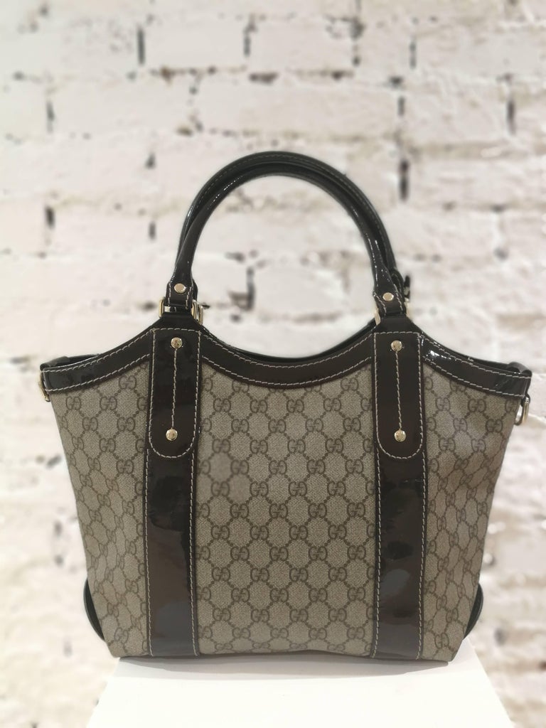 Gucci Textile Patent Leather Bow GG Shoulder Bag at 1stDibs | gucci gg ...