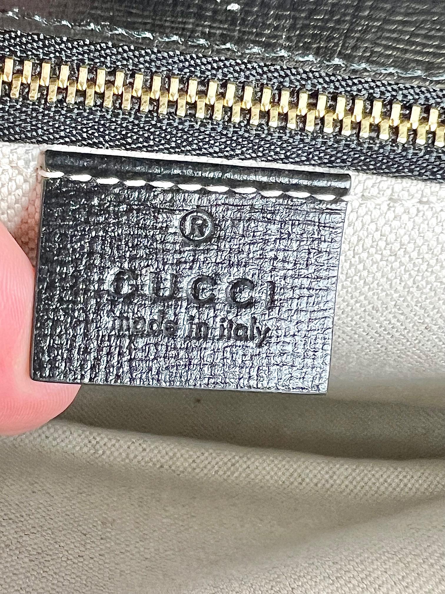 Gucci Textured Calfskin Horsebit 1955  Black Multicolor Shoulder Bag For Sale 11