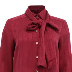 Gucci Textured Tie-Neck Blouse in Burgundy Silk