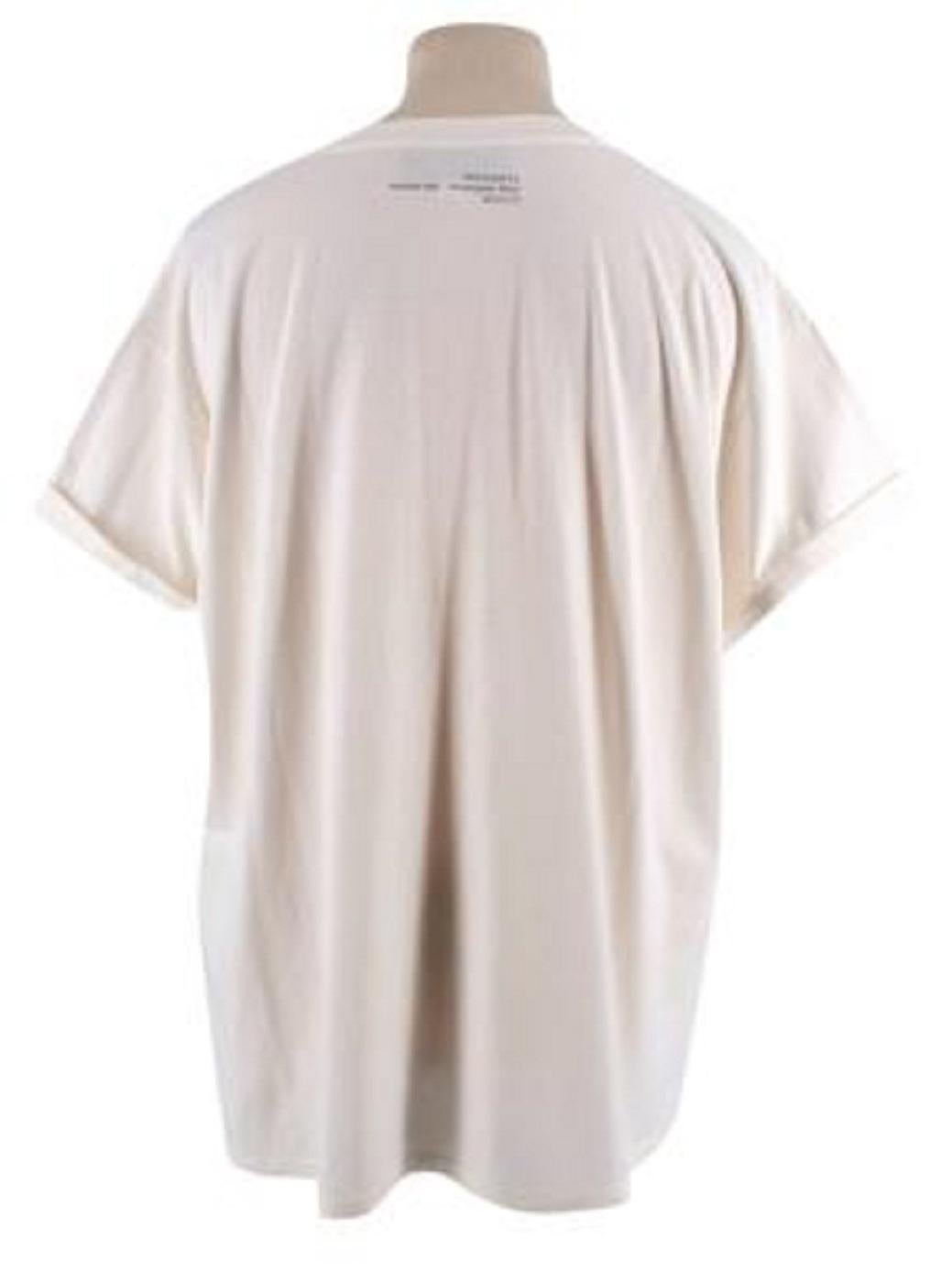 Gucci Thank/Think Printed Cream Cotton T-Shirt In Excellent Condition For Sale In London, GB