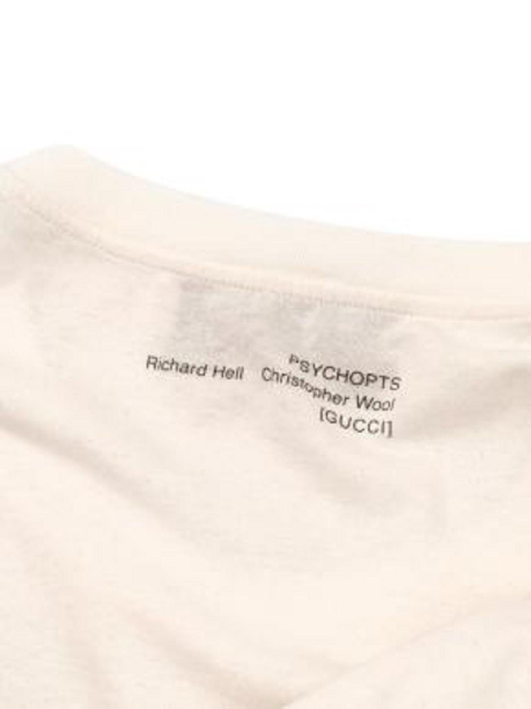 Gucci Thank/Think Printed Cream Cotton T-Shirt For Sale 1
