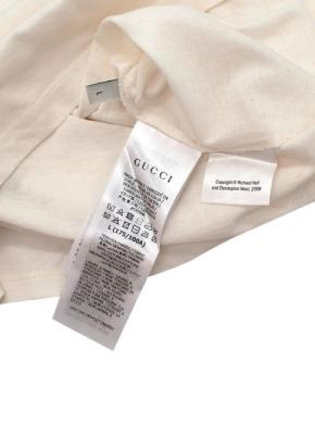 Gucci Thank/Think Printed Cream Cotton T-Shirt For Sale 3