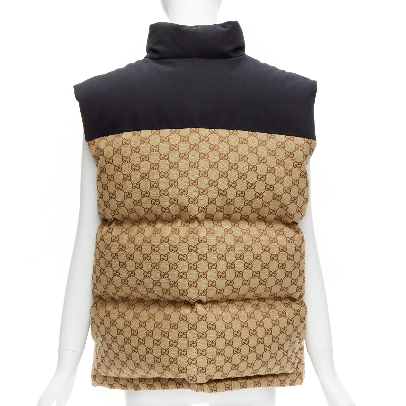 GUCCI THE NORTH FACE black beige big logo GG monogram padded vest jacket IT40 S For Sale 1