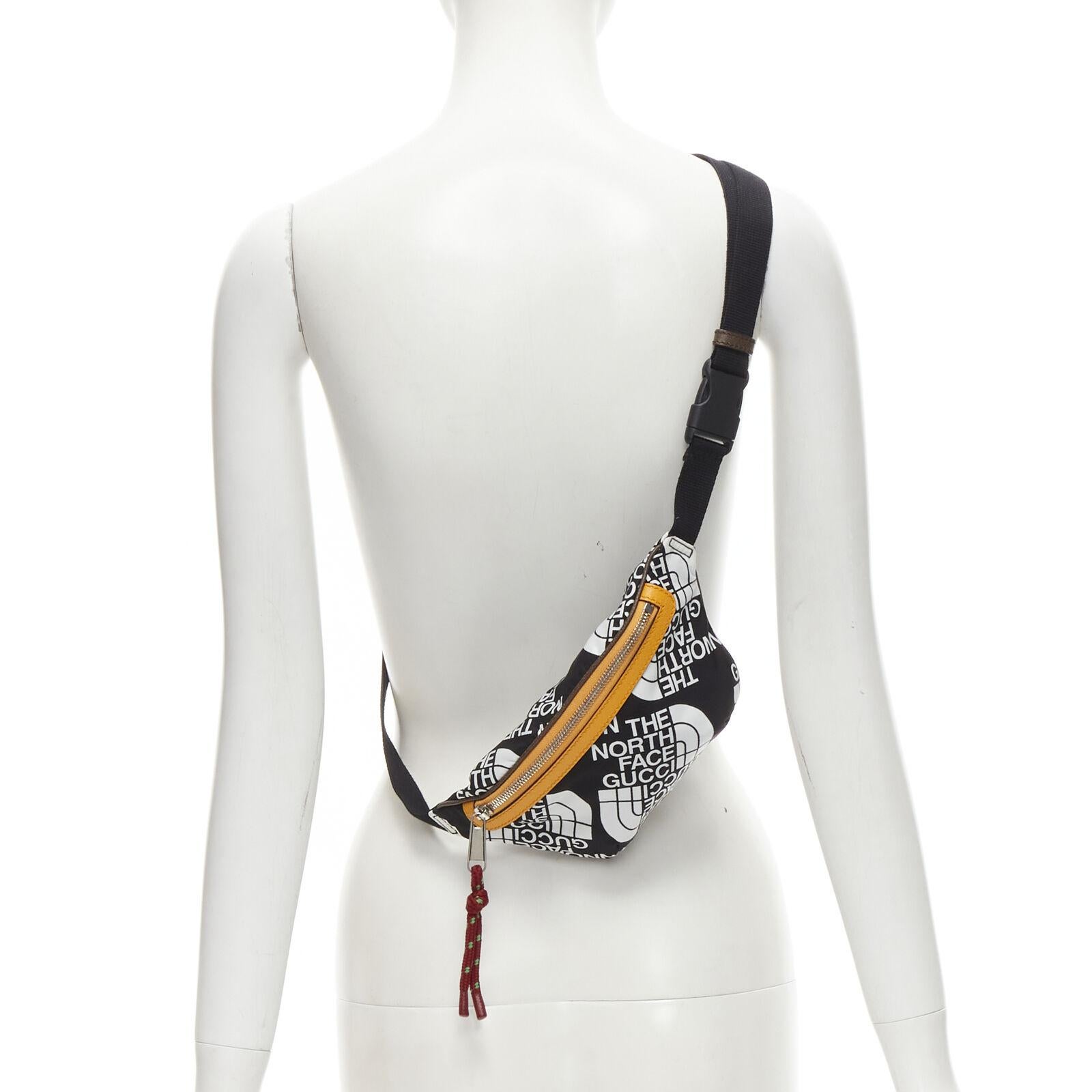 GUCCI The North Face black white monogram yellow zip belted waist bag
Reference: VACN/A00035
Brand: Gucci
Designer: Alessandro Michele
Collection: Gucci X The North Face
Material: Fabric, Leather
Color: Multicolour
Pattern: Monogram
Closure: