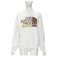 GUCCI THE NORTH FACE logo print white cotton oversized sweatshirt pullover XS