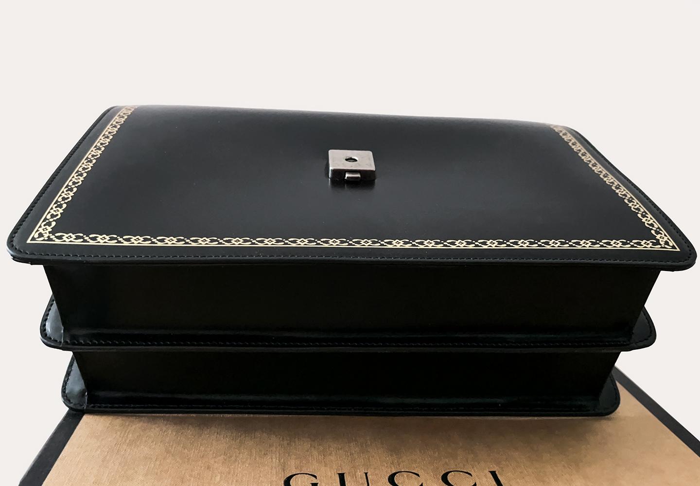 Gucci Thiara Black Leather Bamboo Top Handle Shoulder Bag 2018 For Sale 8