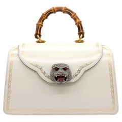 Gucci Thiara White Leather Bamboo Medium Top Handle Shoulder Bag, 2018.