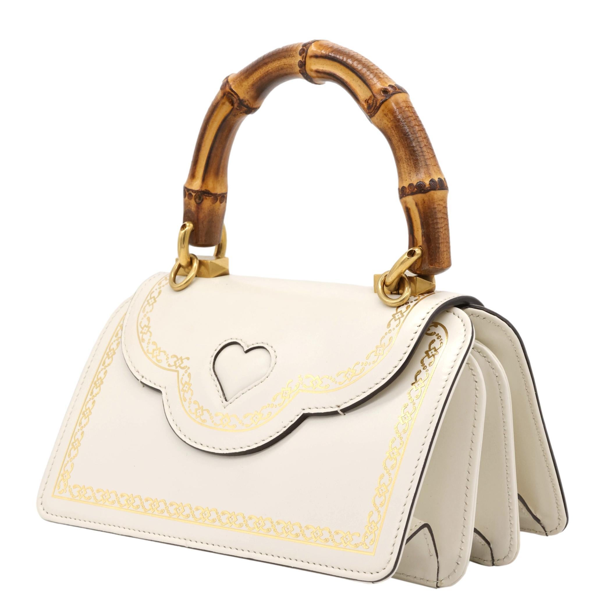 Women's or Men's Gucci Thiara White Leather Bamboo Mini Top Handle Shoulder Bag, 2018.