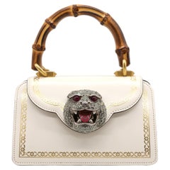 Gucci Thiara Mini-Umhängetasche aus weißem Leder mit Bambusgriff, 2018.