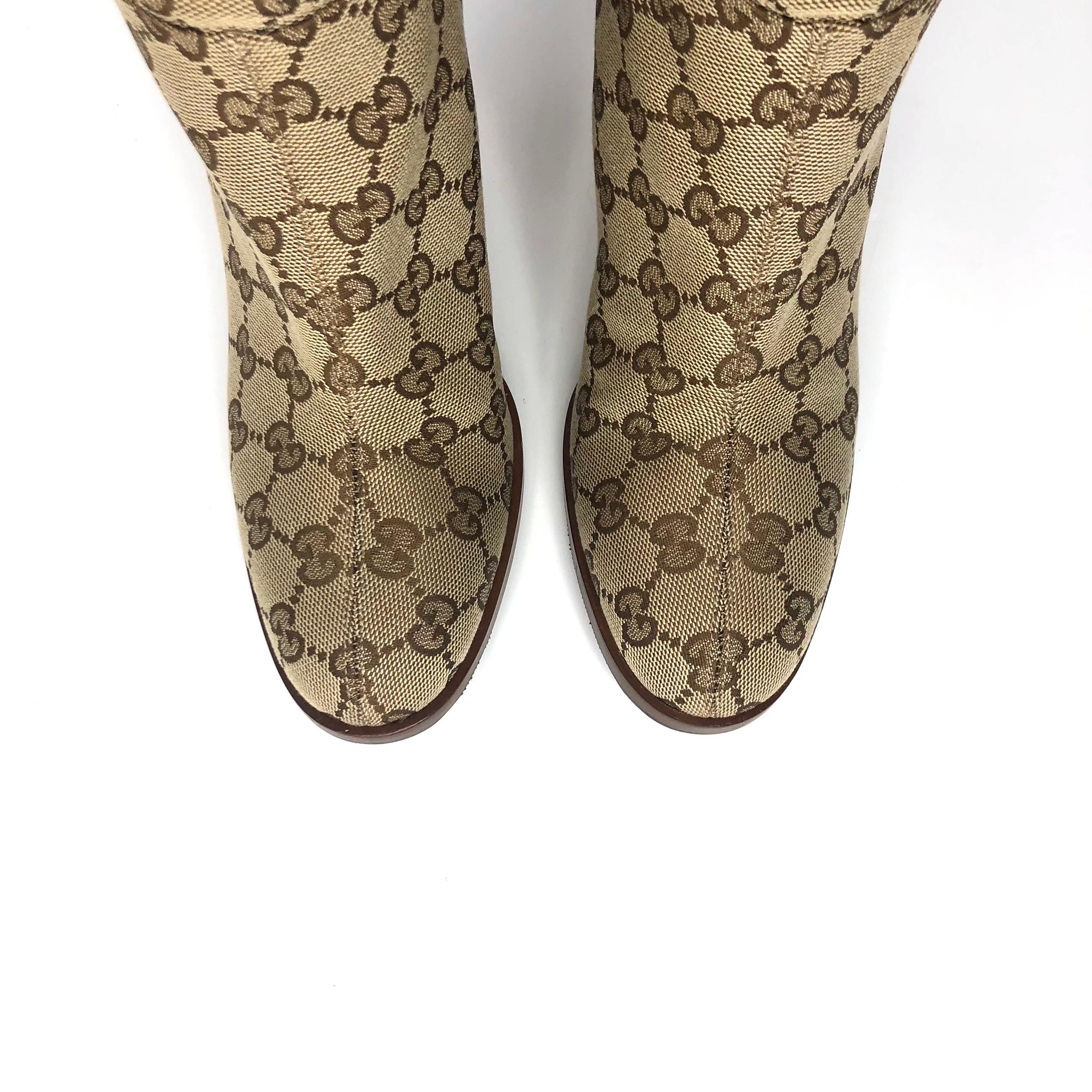 Gucci Thigh High GG Monogram Slouch Heeled Boots 37 2