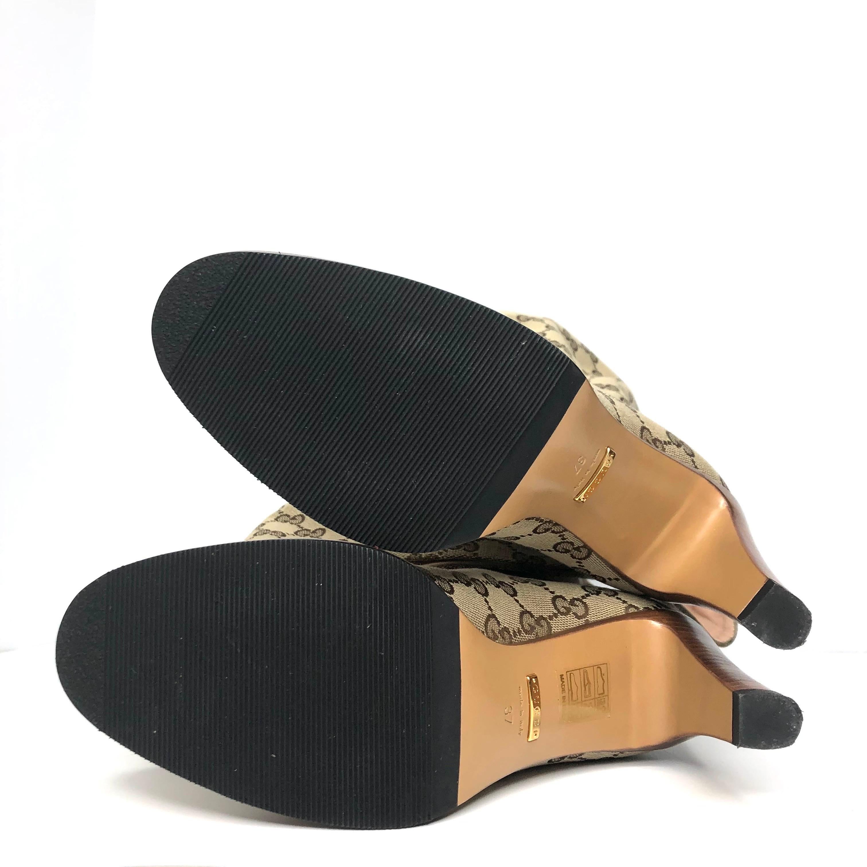 Gucci Thigh High GG Monogram Slouch Heeled Boots 37 3