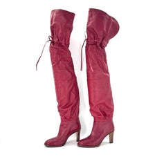 Gucci - Cuissardes en cuir rouge avec cordon de serrage 37