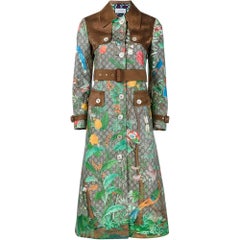 GUCCI Tian Print GG Supreme Leather Trench Coat IT38 US2