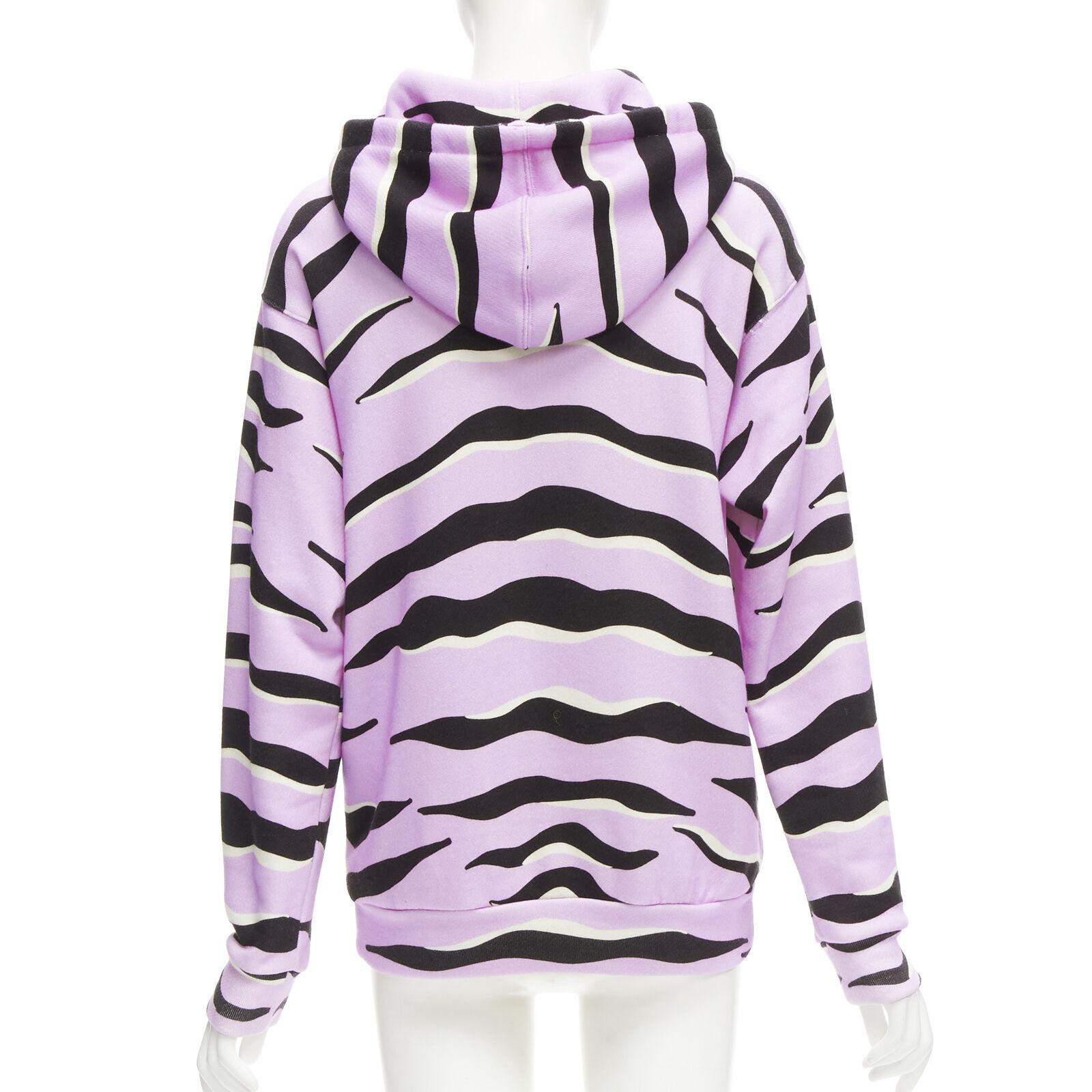 Women's GUCCI TIGER 2022 purple cotton embroidery patch logo striped hoodie XXS For Sale