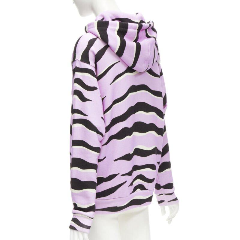GUCCI TIGER 2022 purple cotton embroidery patch logo striped hoodie XXS For Sale 1