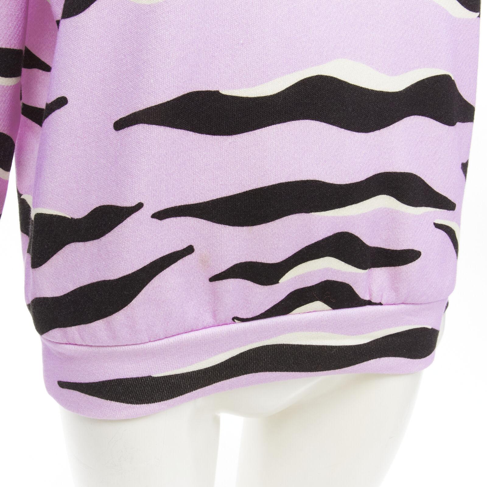 GUCCI TIGER 2022 purple cotton embroidery patch logo striped hoodie XXS For Sale 2