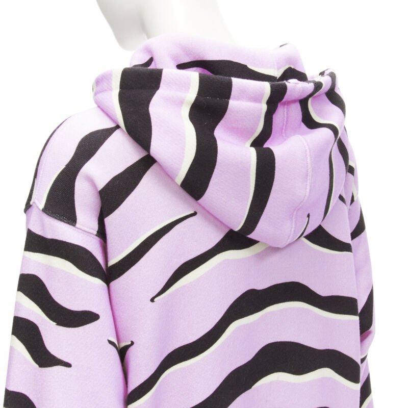 GUCCI TIGER 2022 purple cotton embroidery patch logo striped hoodie XXS For Sale 3