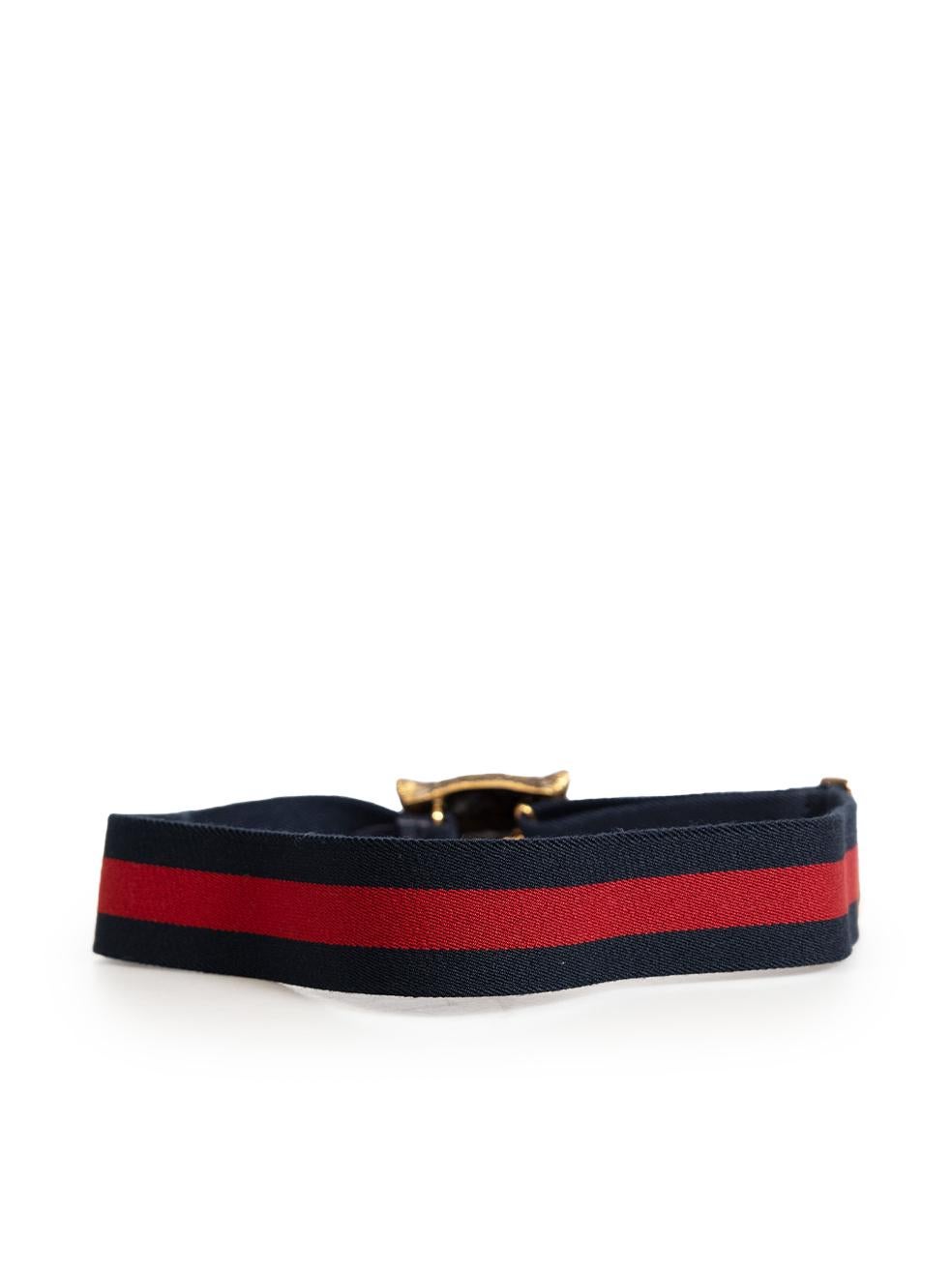 Black Gucci Tiger Buckle Canvas Belt