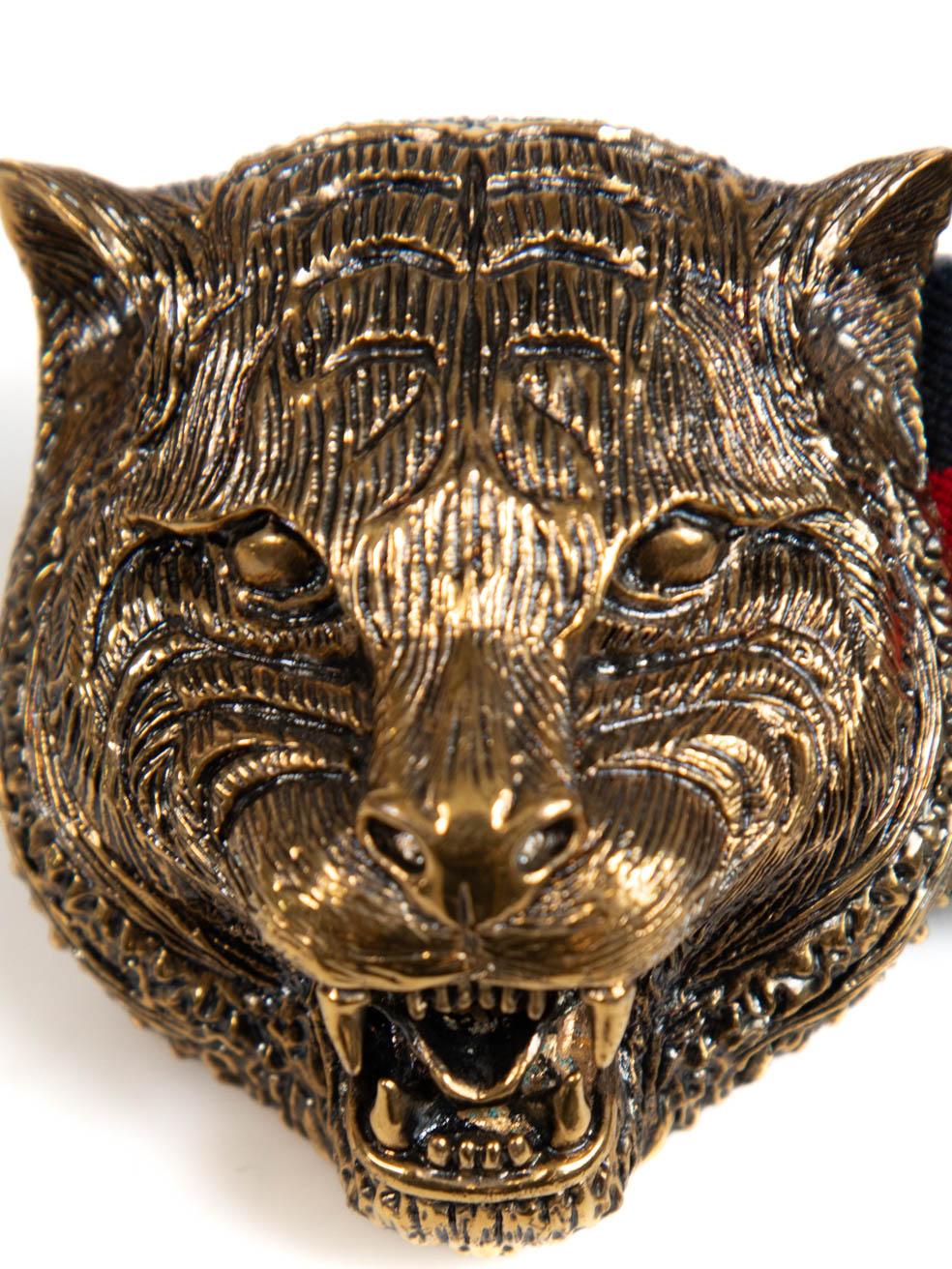 Women's Gucci Tiger Buckle Canvas Belt