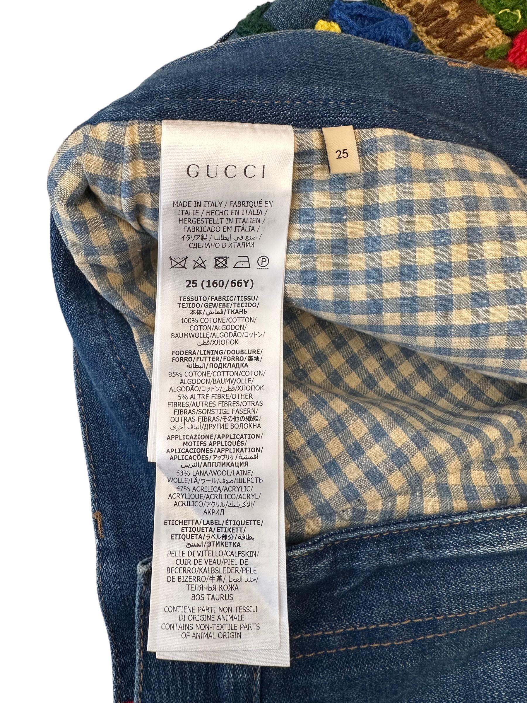 Tiger-Denim-Shorts von Gucci mit Stickerei im Angebot 4