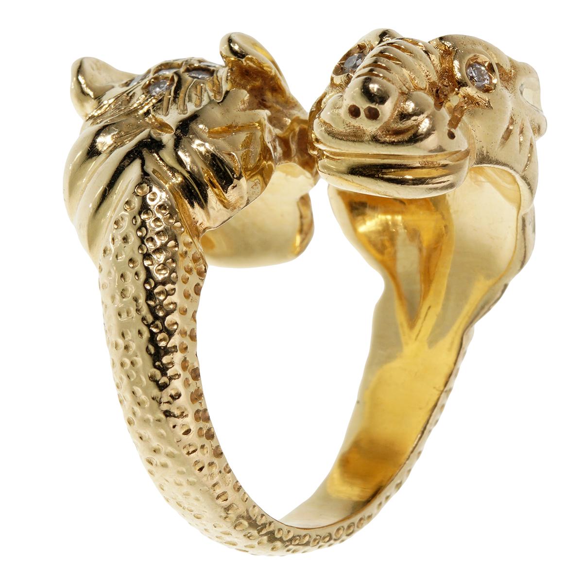 Taille ronde Gucci Bague tigre en or jaune et diamants en vente
