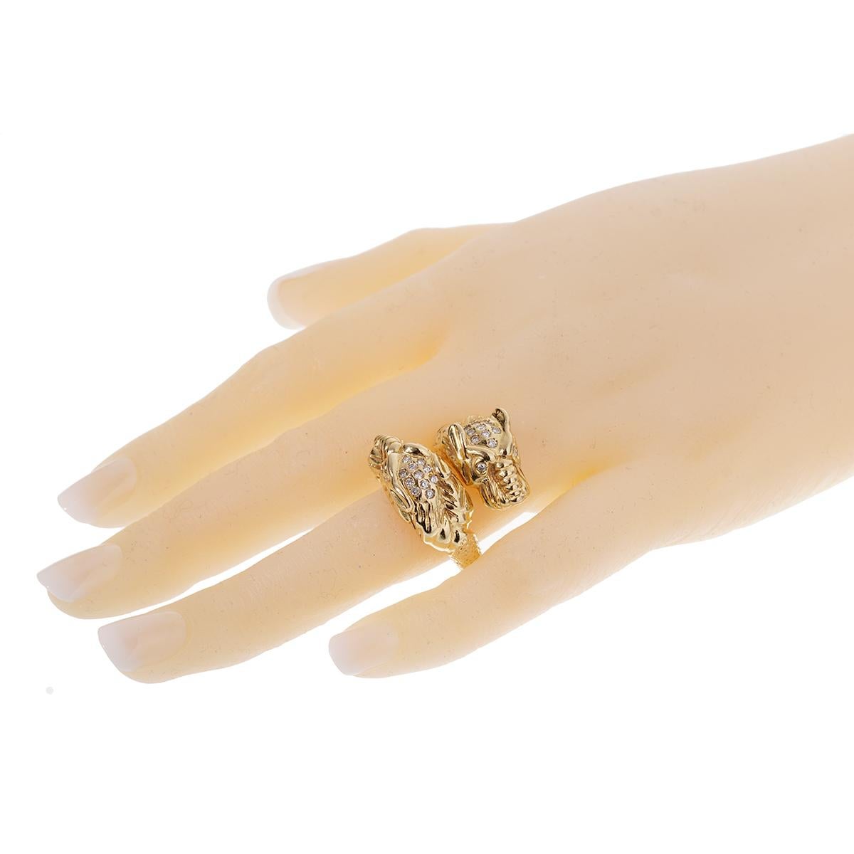 Gucci Bague tigre en or jaune et diamants Excellent état - En vente à Feasterville, PA