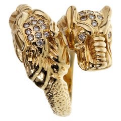 Anillo Gucci Tigre Diamante Oro Amarillo