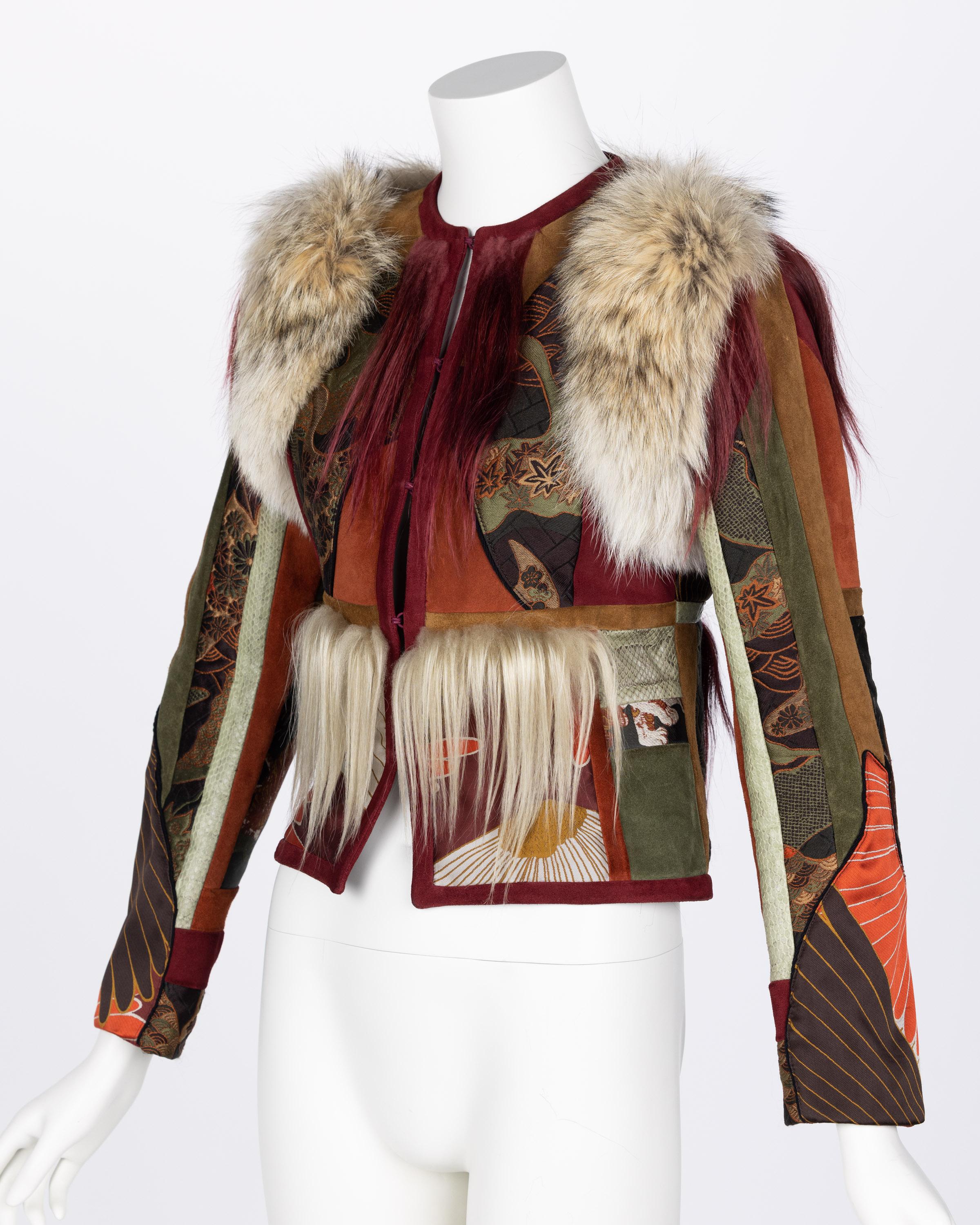 Gucci Tiger Embroidered Suede & Fur Jacket, 2015 In Excellent Condition For Sale In Boca Raton, FL