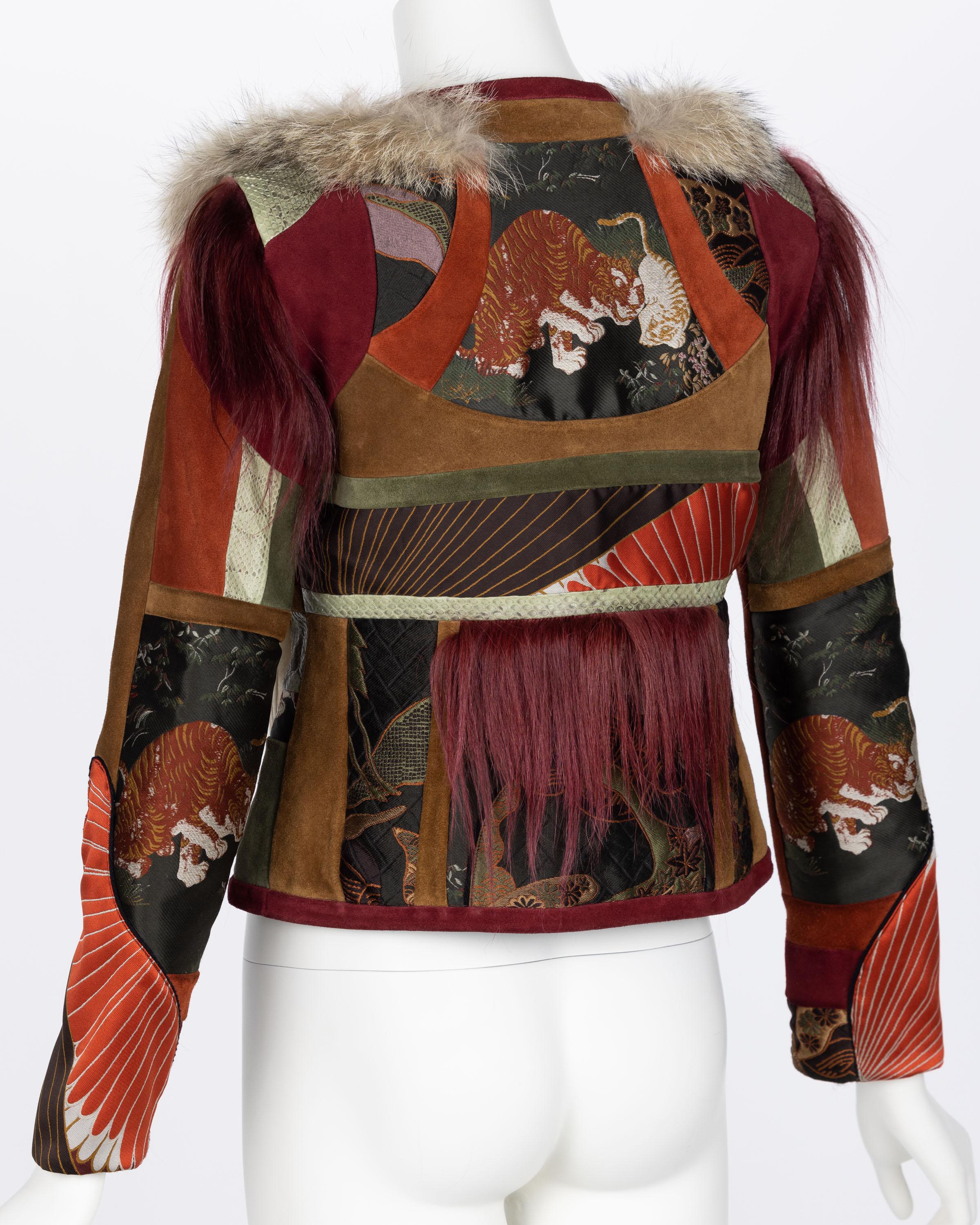Women's Gucci Tiger Embroidered Suede & Fur Jacket, 2015 For Sale