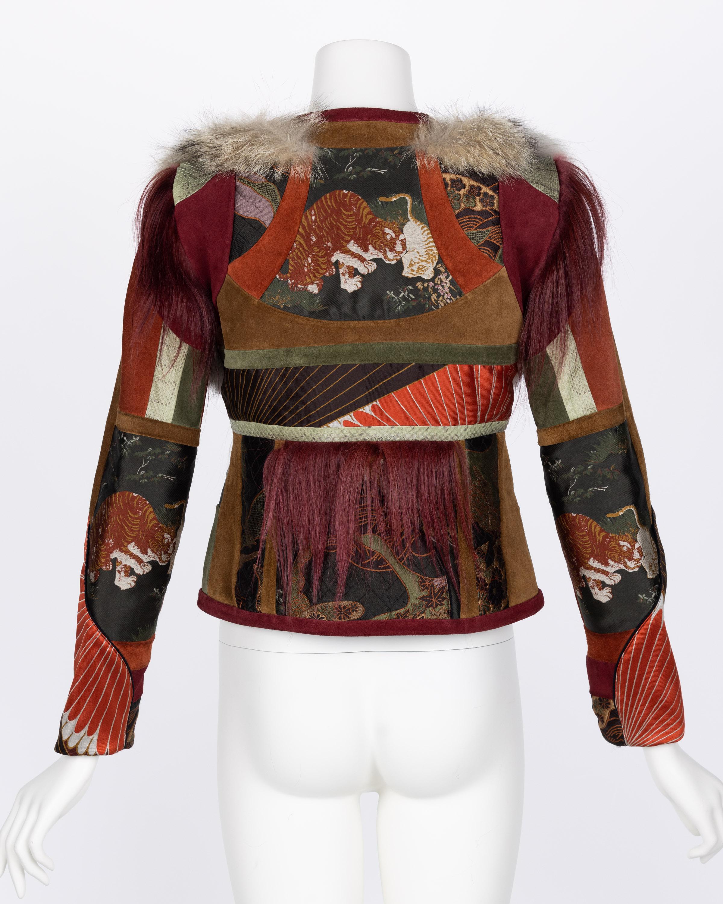 Gucci Tiger Embroidered Suede & Fur Jacket, 2015 For Sale 1