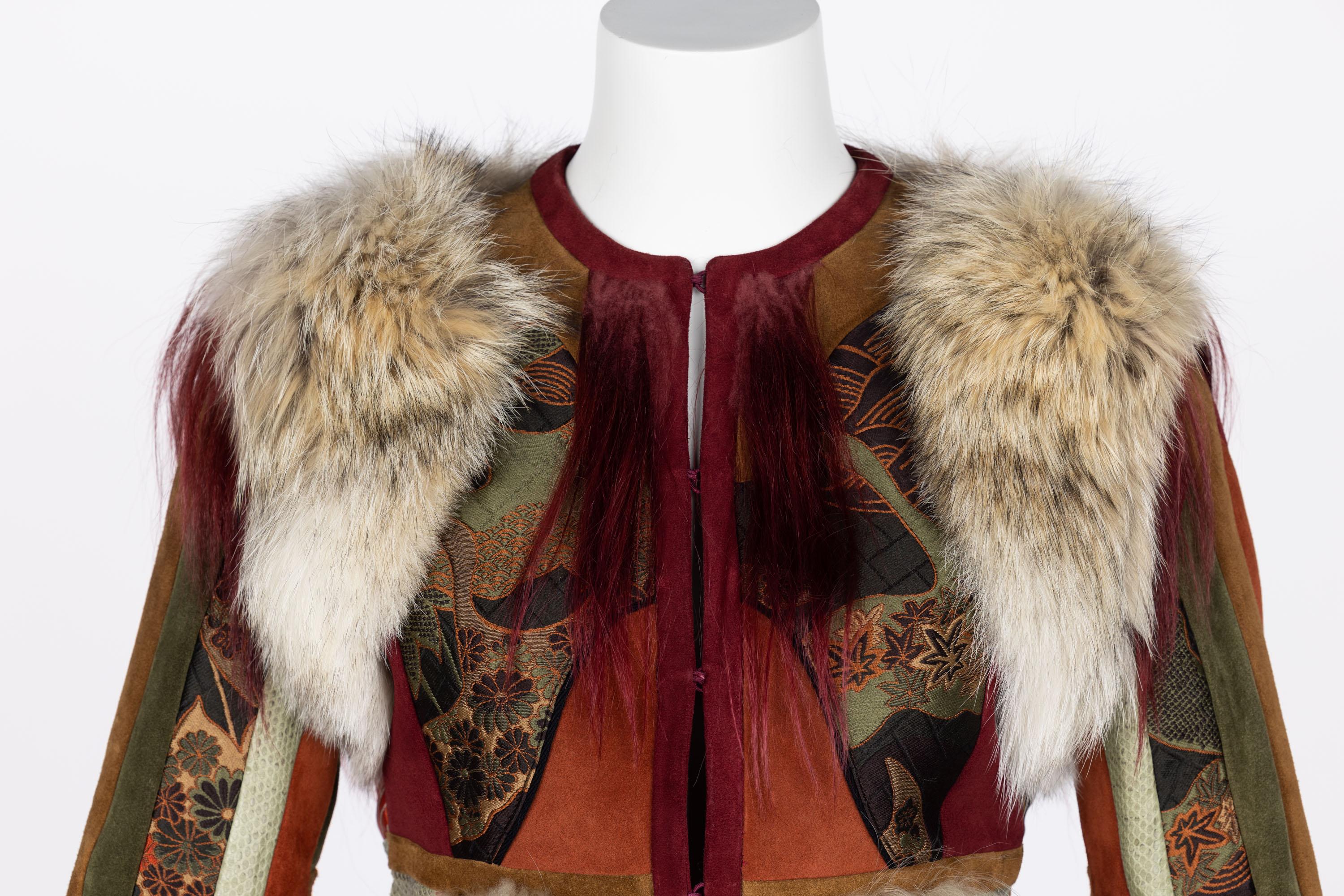 Gucci Tiger Embroidered Suede & Fur Jacket, 2015 For Sale 2