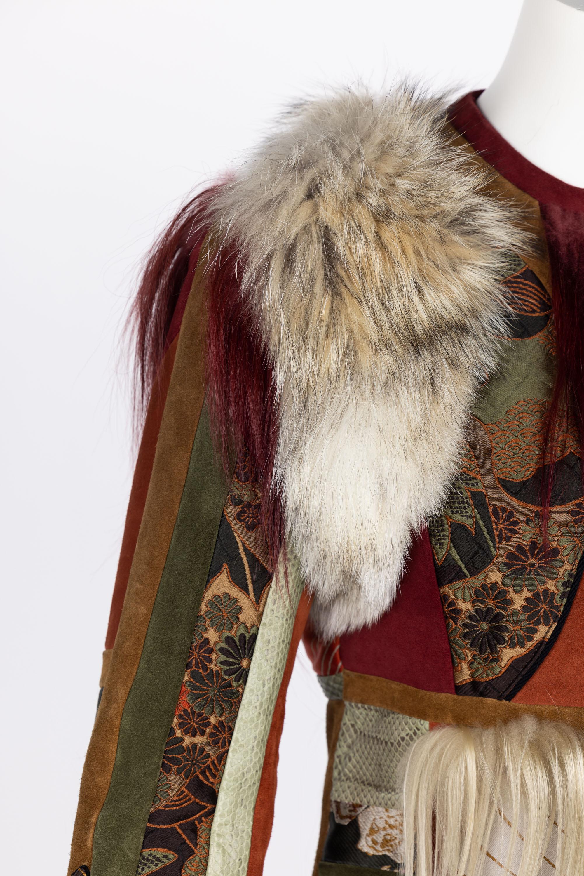 Gucci Tiger Embroidered Suede & Fur Jacket, 2015 For Sale 3