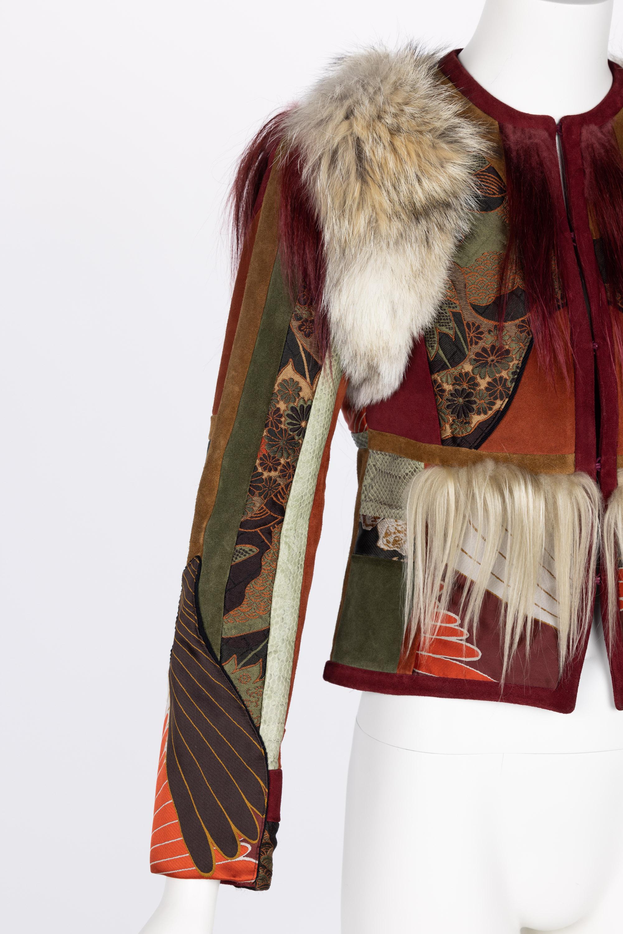 Gucci Tiger Embroidered Suede & Fur Jacket, 2015 For Sale 4