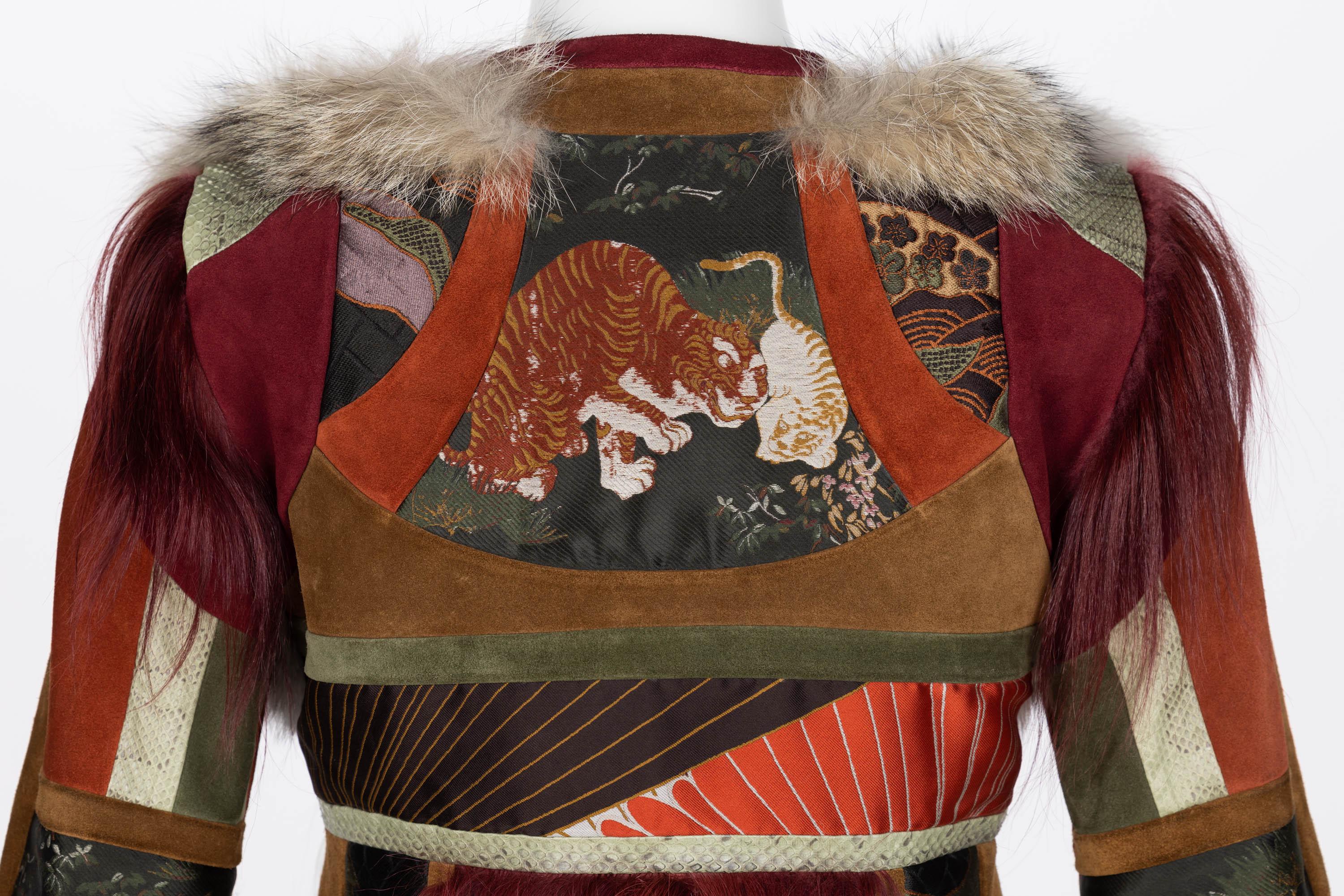 Gucci Tiger Embroidered Suede & Fur Jacket, 2015 For Sale 5