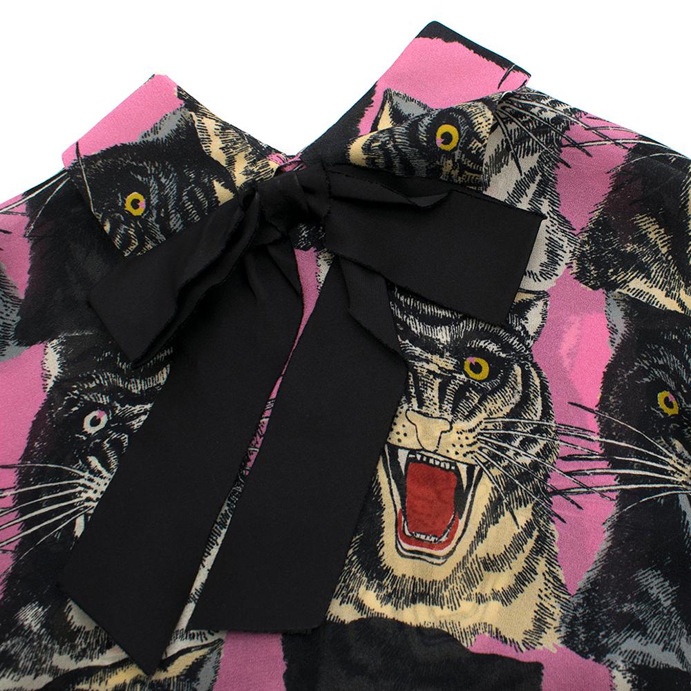 Gucci Tiger Face Print Sable Shirt S 42  2