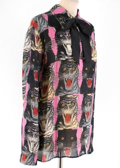 Gucci Tiger Face Print Sable Shirt S 42
