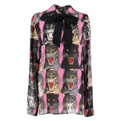 Gucci Tiger Face Print Sable Shirt S 42 