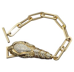 Vintage Gucci Tiger Head Bracelet in Gold with Diamonds