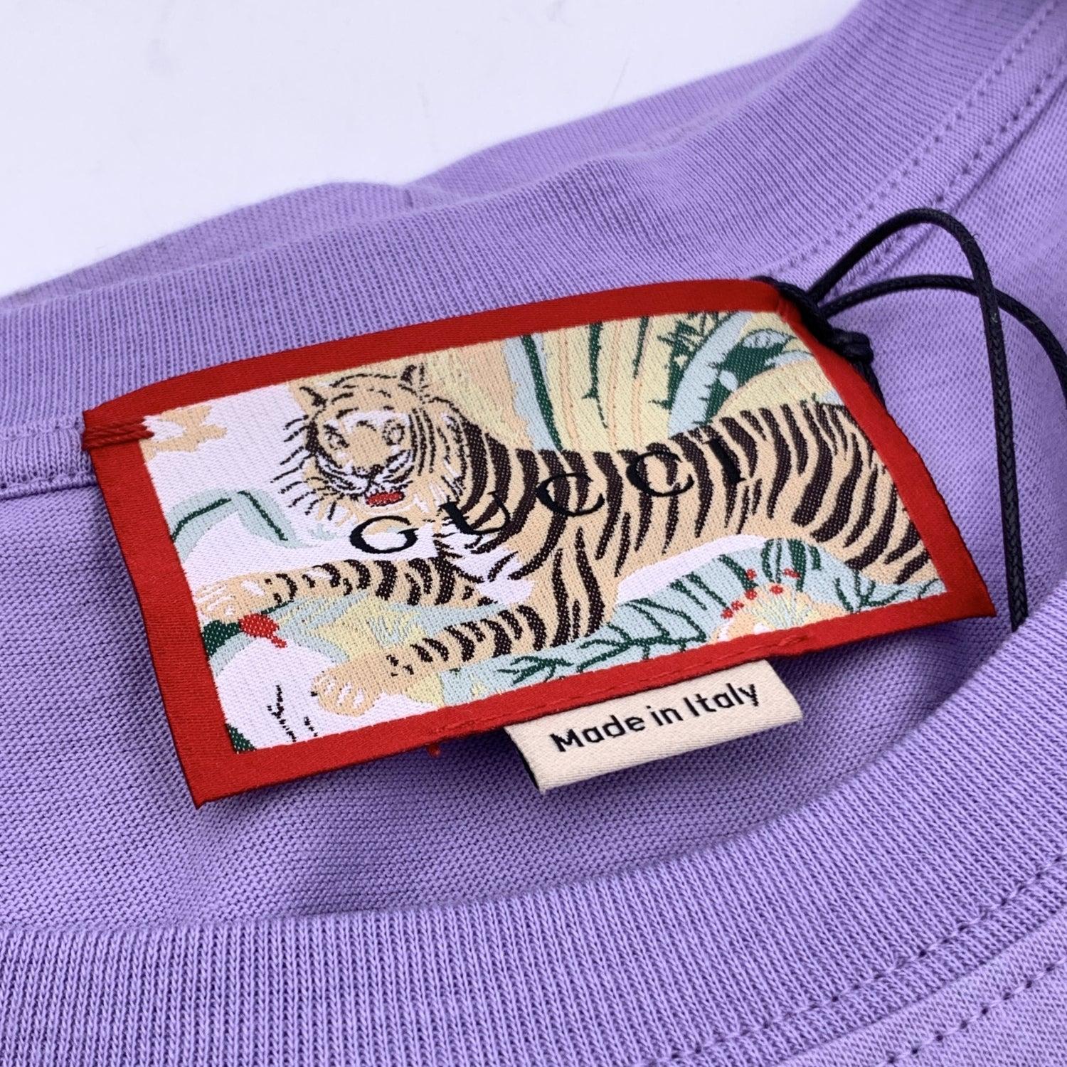 Gucci Tiger Lilac Light Purple Cotton Unisex T Shirt Size M 1