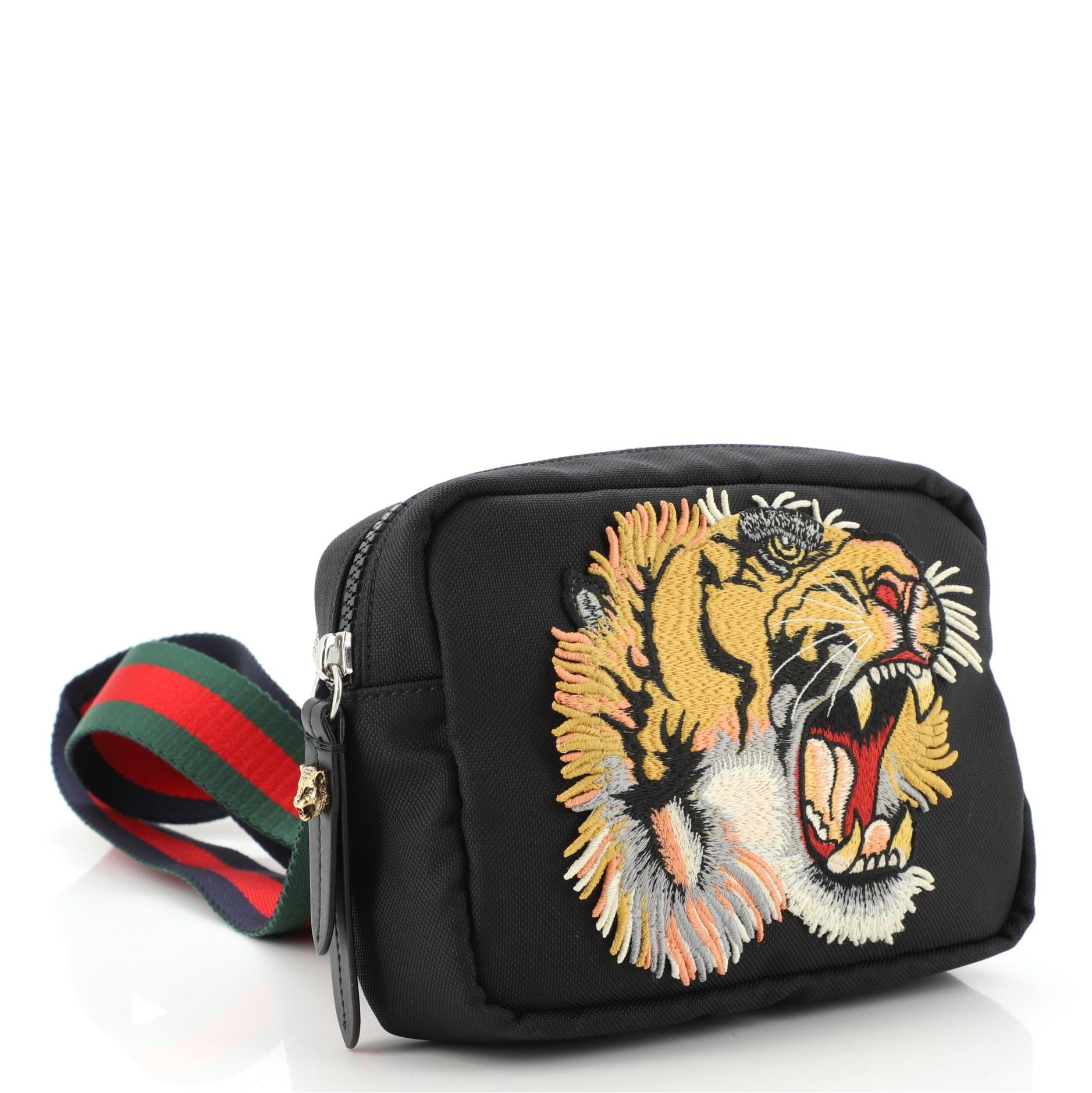 Gucci Tiger Messenger Bag Embroidered Techno Canvas Small at 1stDibs