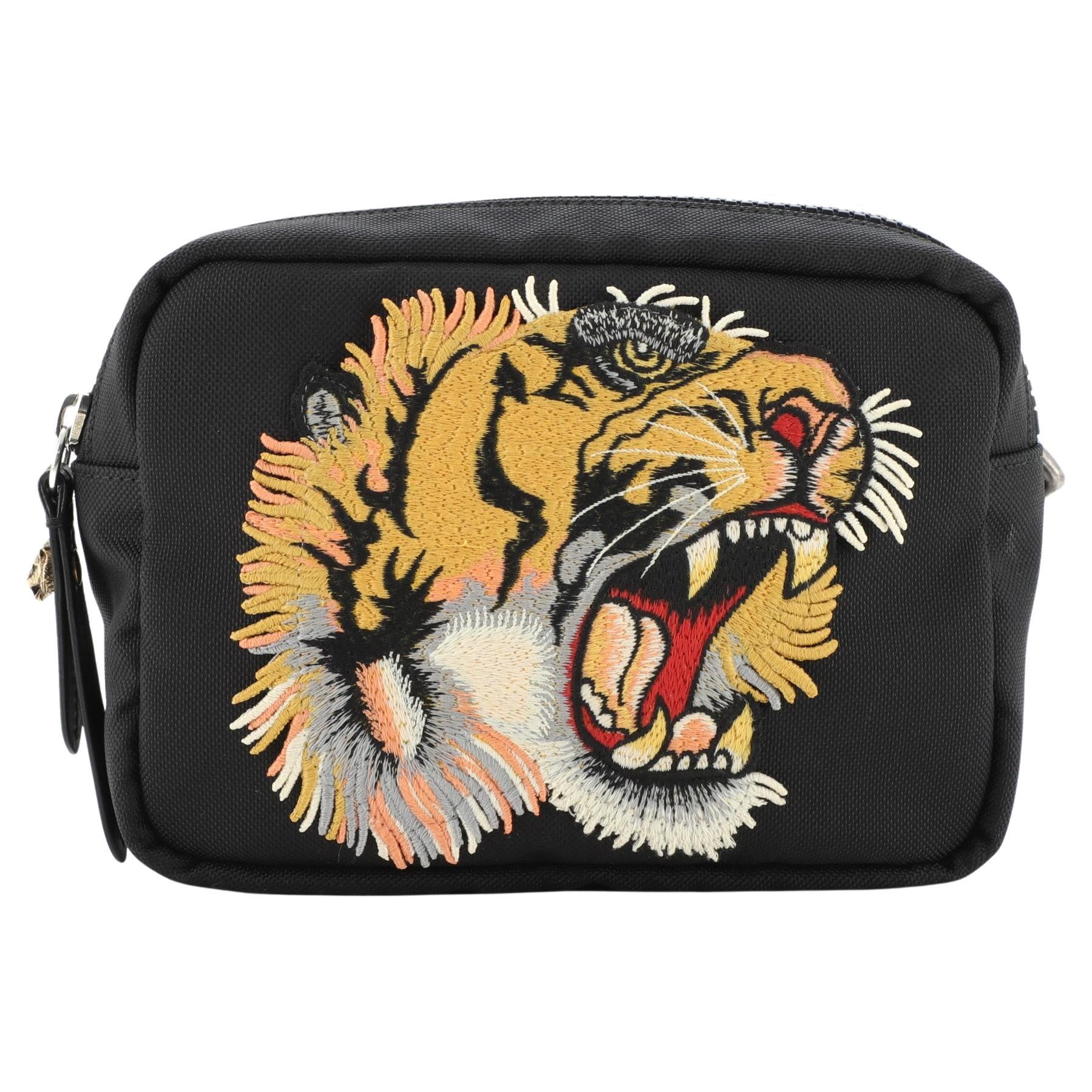 Gucci Tiger Messenger Bag Embroidered Techno Canvas Small