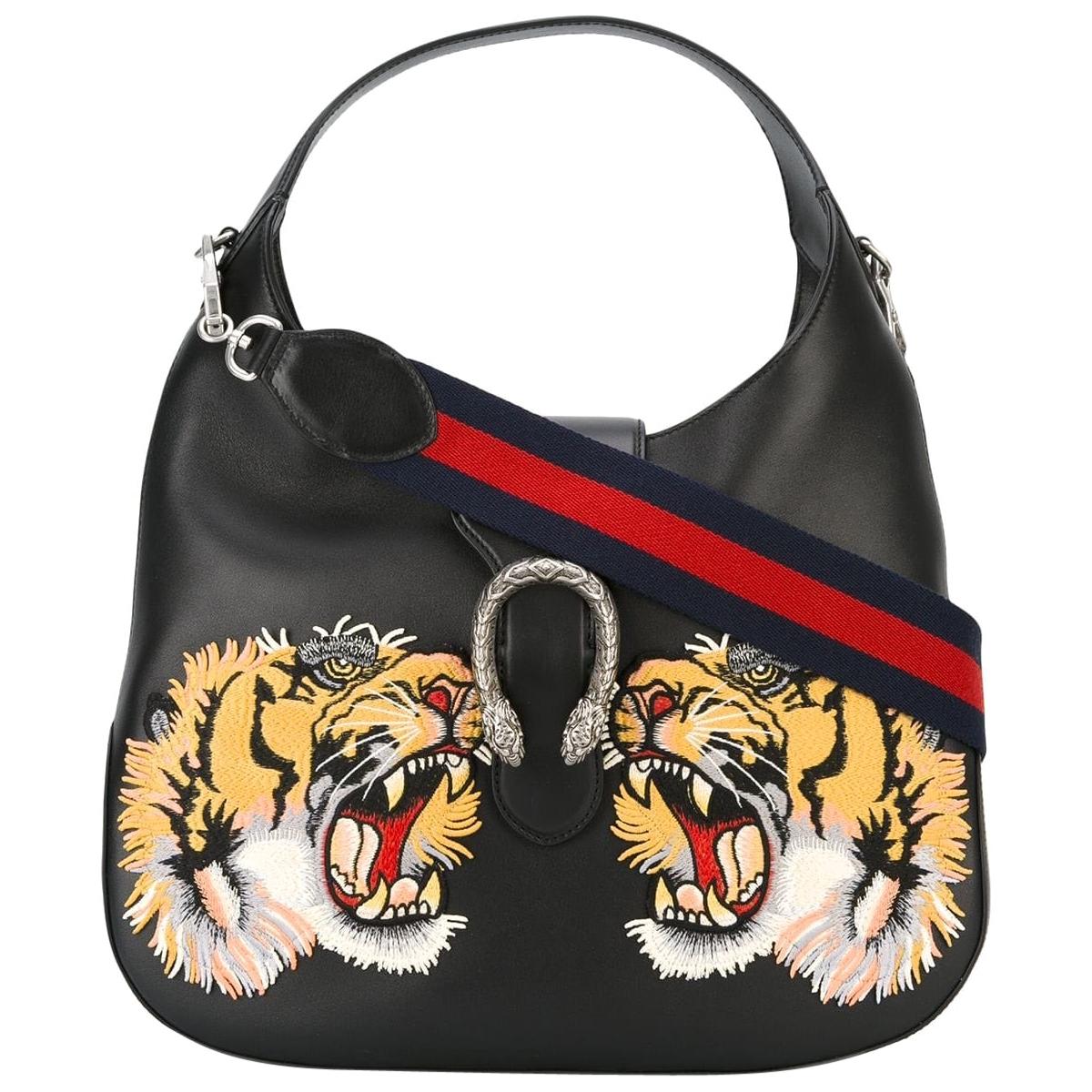 Gucci Tiger Patch Leather Dionysus Satchel 