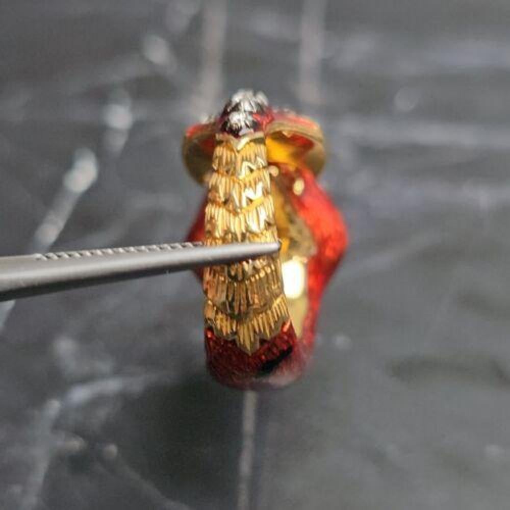Women's or Men's Gucci Tiger Ring Red Enamel Diamond  Le Marche Des Merveilles Sz 7 For Sale