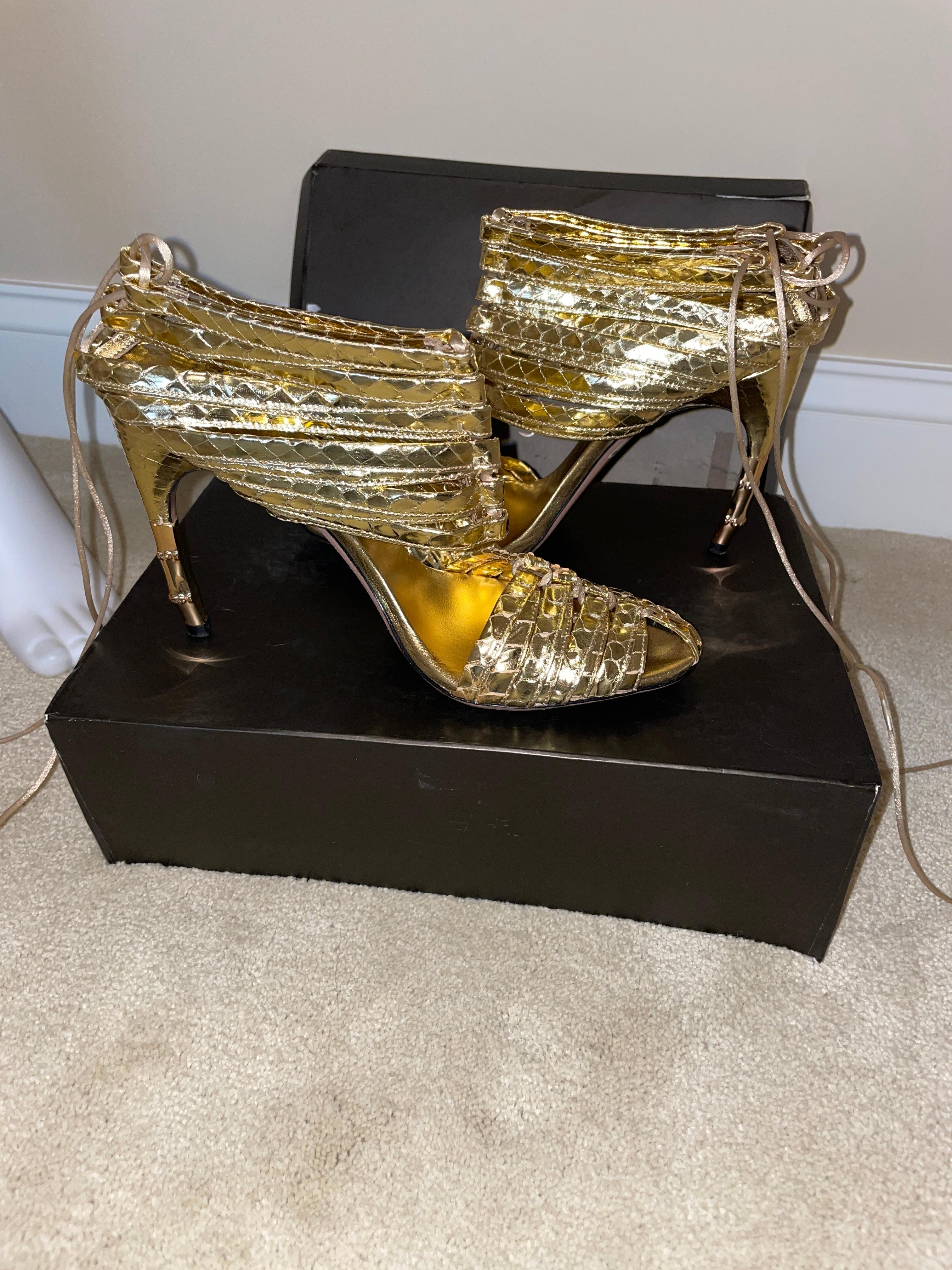 Women's GUCCI TOM FORD '04 python metal bamboo heels