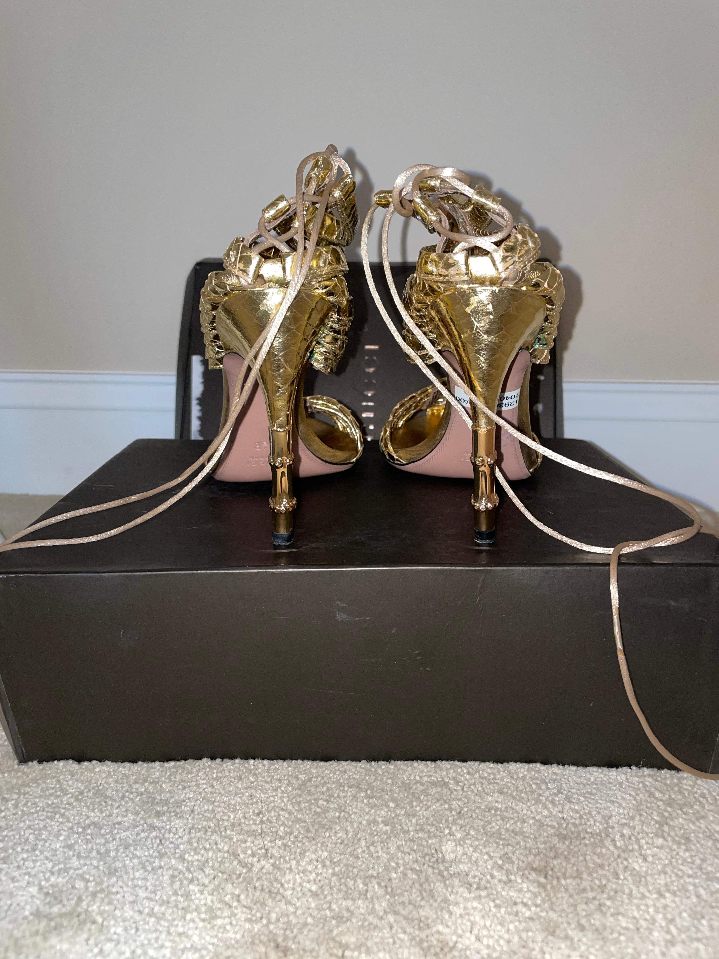 GUCCI TOM FORD '04 python metal bamboo heels 1