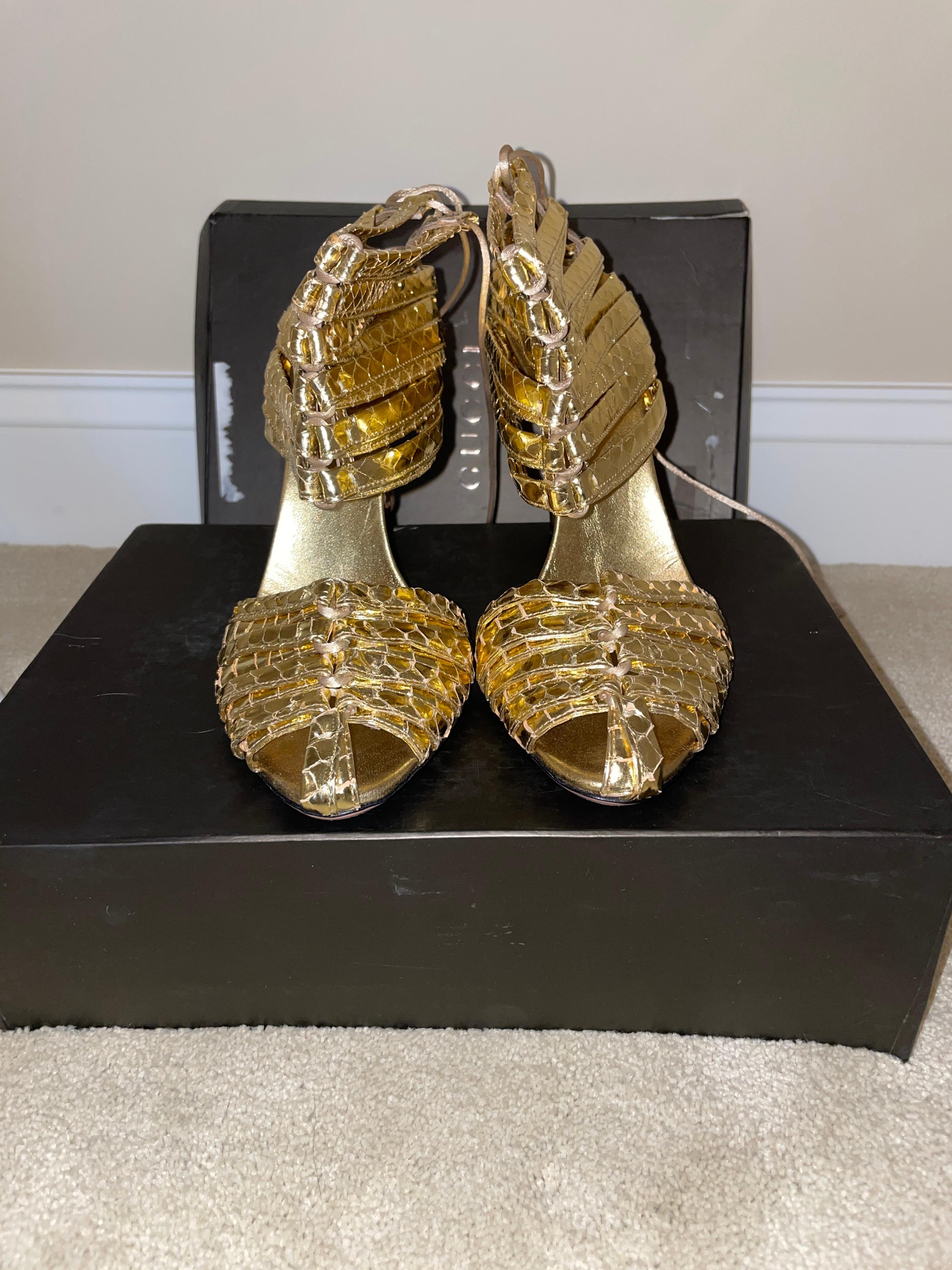 GUCCI TOM FORD '04 python metal bamboo heels 2